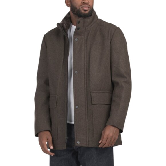 ANDREW MARC Wool Blend Brooks Coat With Removable Faux Fur Collar - Picture 1 of 3